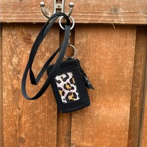 Black Vera Bradley ID Holder with Black lanyard